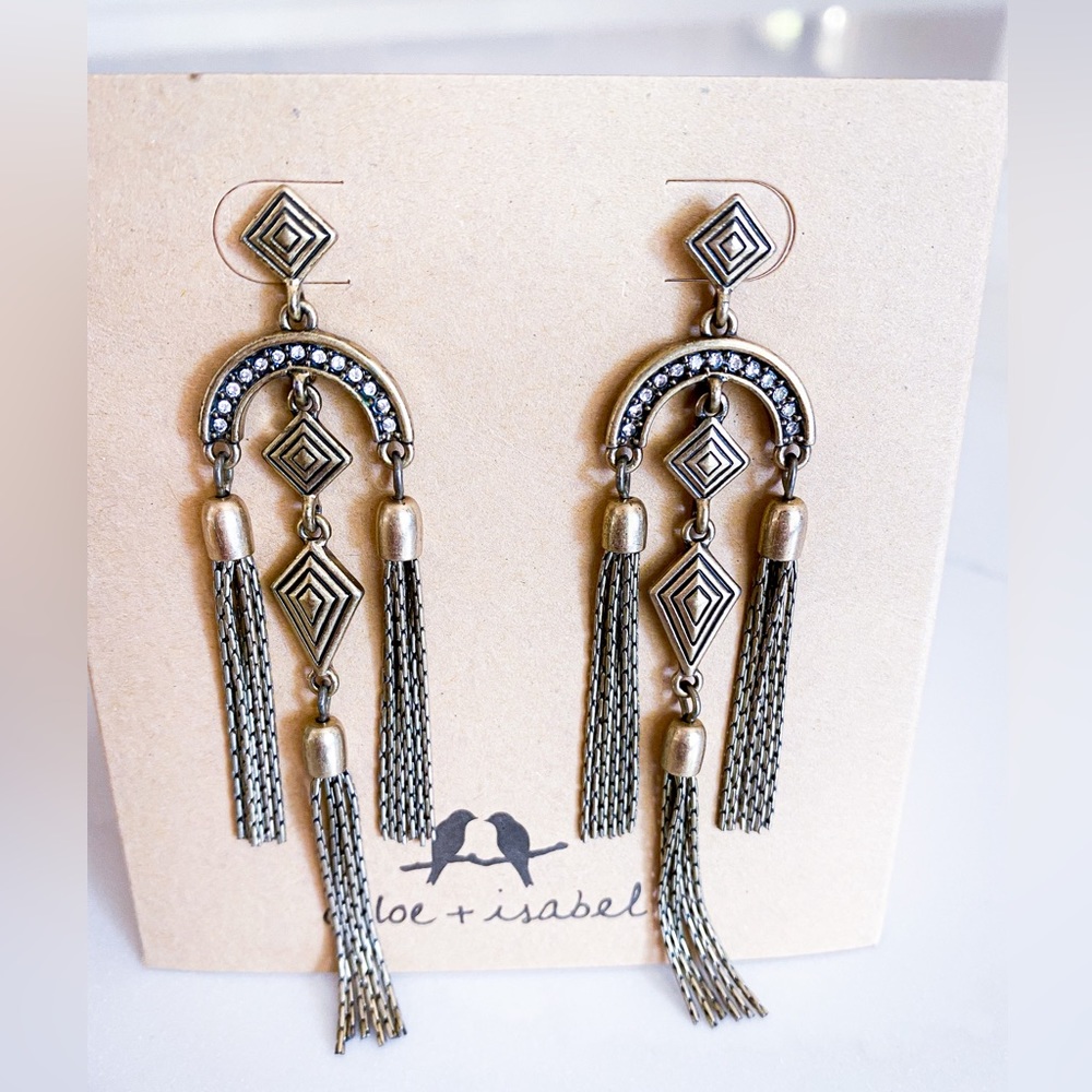 Sunlit Savanna Gold Tassel Chain Earrings